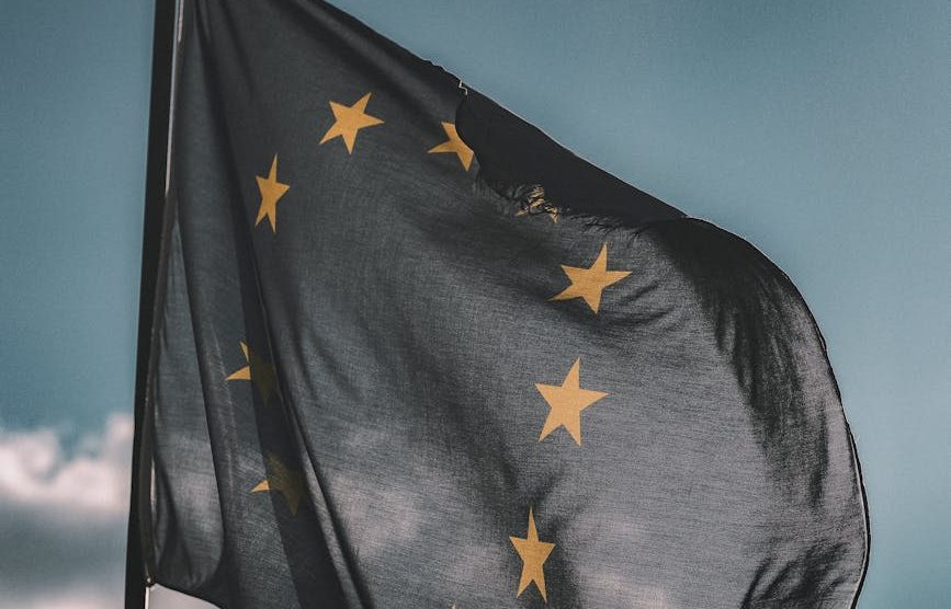 close up photography of european flag