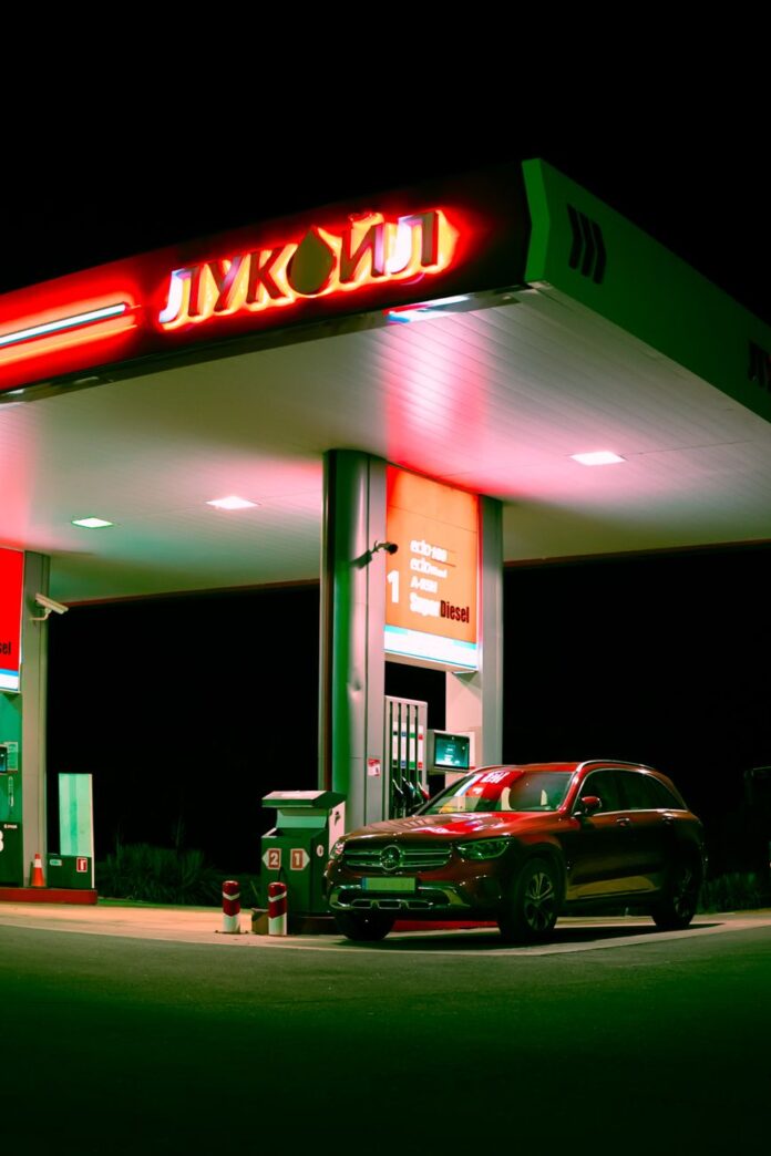 a car at a gas station